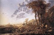 CUYP, Aelbert Evening Landscape with Horsemen and Shepherds dgj oil painting on canvas